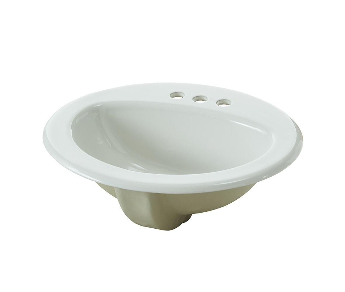 Oval Drop-In Bathroom Sink, White, 4-in Centre, 20-in x 17-in D2H5 - product image 1