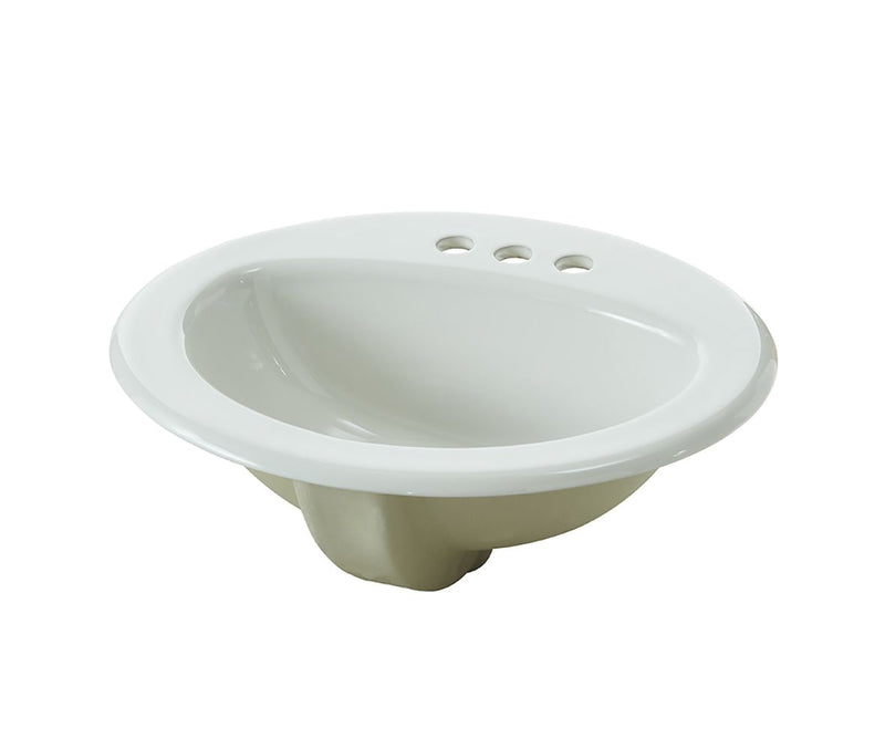 Oval Drop-In Bathroom Sink, White, 4-in Centre, 20-in x 17-in D2H5