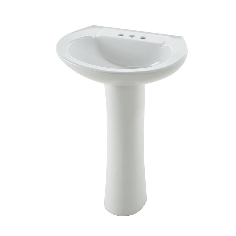 Pedestal Sink with Leg, White, 22.64 x 18 x 33.66-in D1A9