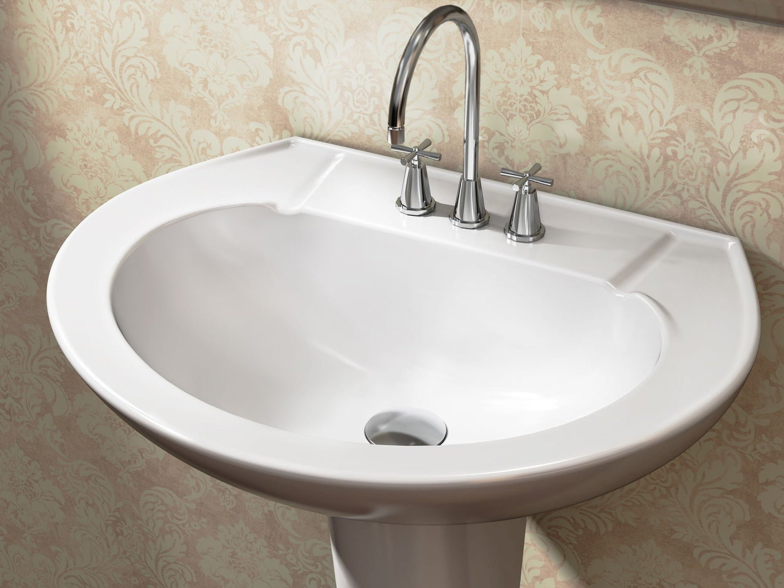 Pedestal Sink with Leg, White, 22.64 x 18 x 33.66-in D1A9 - product image 3