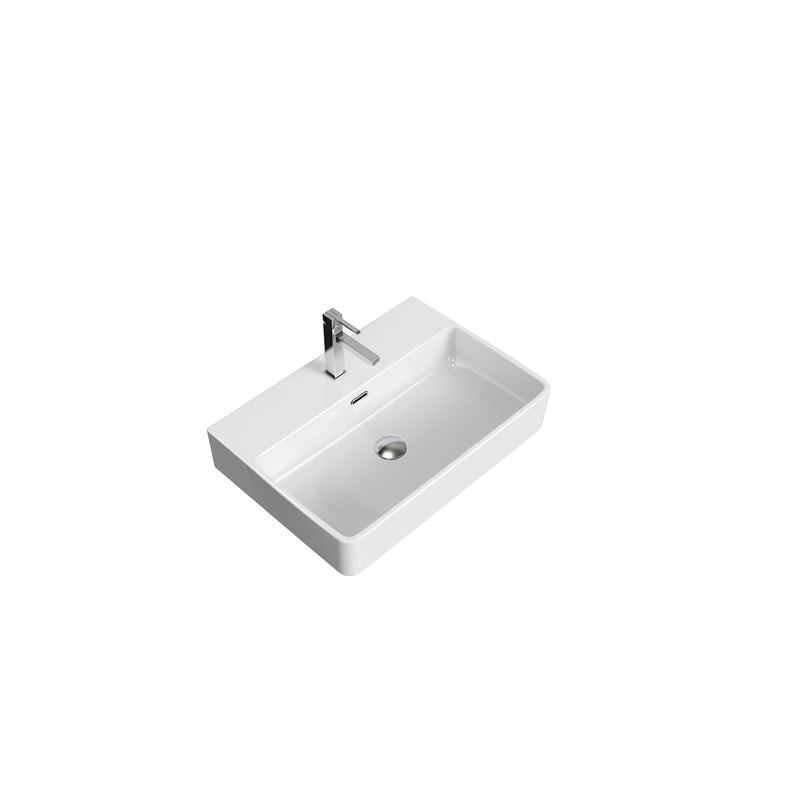 Scratch-Resistant Rectangle Vessel Sink, White, 23.6-in x 16.5-in Z2P4