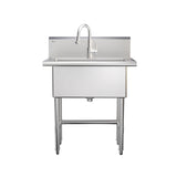 Single Deep Bowl Stainless Steel Utility Sink with Pull-Down Faucet & Strainer, 30-in T3C6 - product image 1