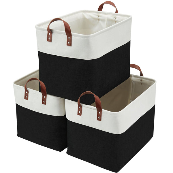 Jumbo Foldable Storage Basket, 42-L, 3-pk, Black J8K1