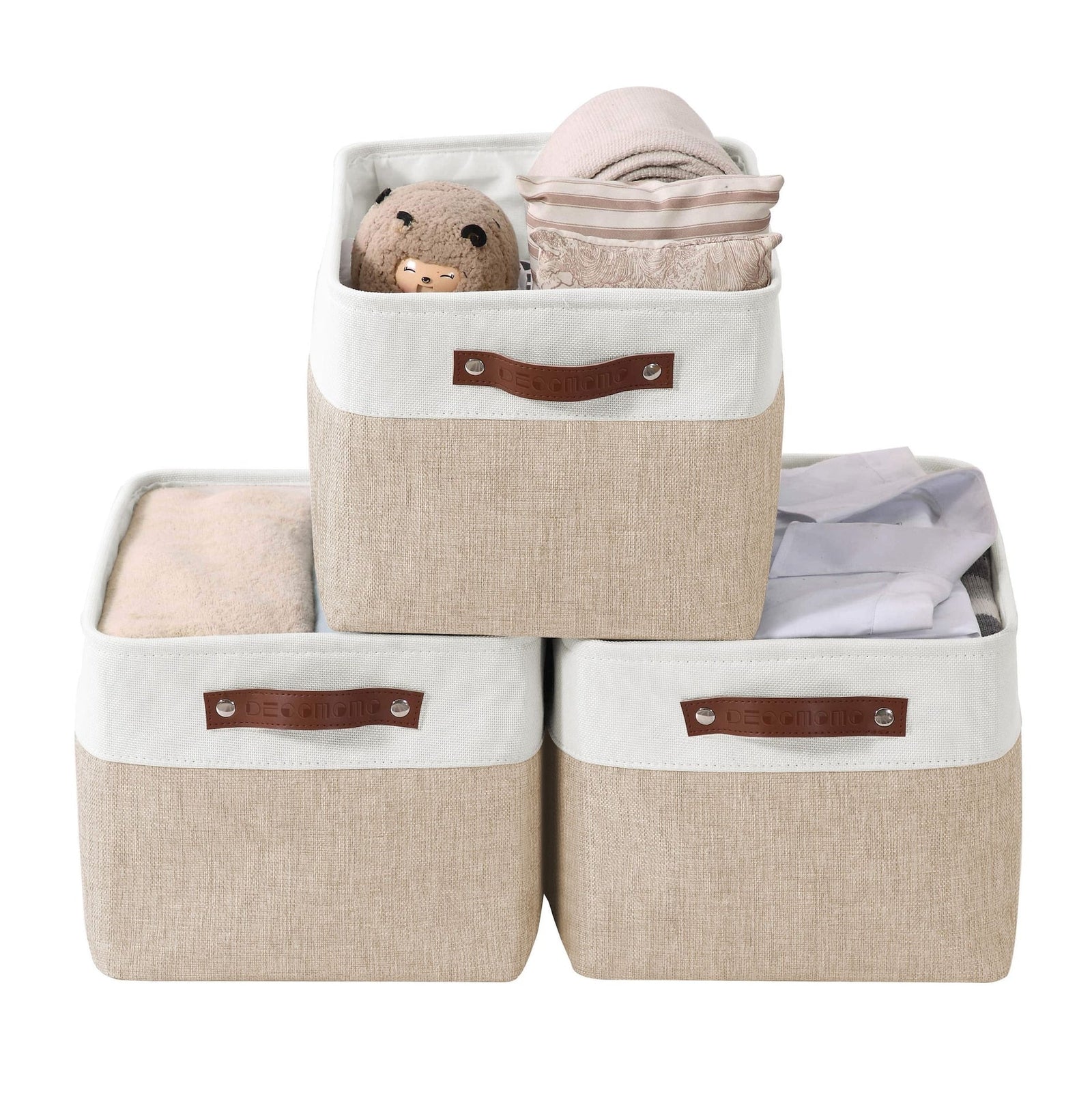 Large Soft-Sided Foldable Storage Basket, 3-pk, Beige L9I7 - product image 1
