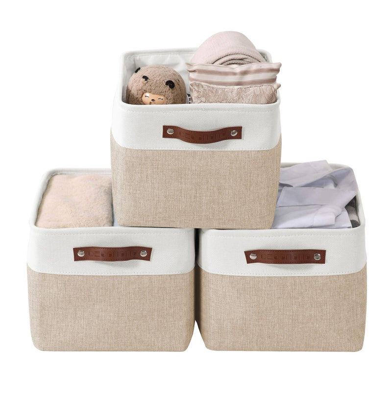 Large Soft-Sided Foldable Storage Basket, 3-pk, Beige L9I7