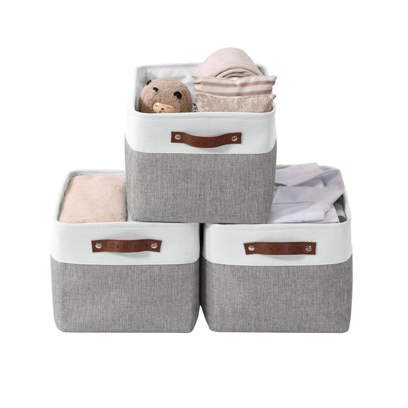 Large Soft-Sided Foldable Storage Basket, 3-pk, White Q5B3
