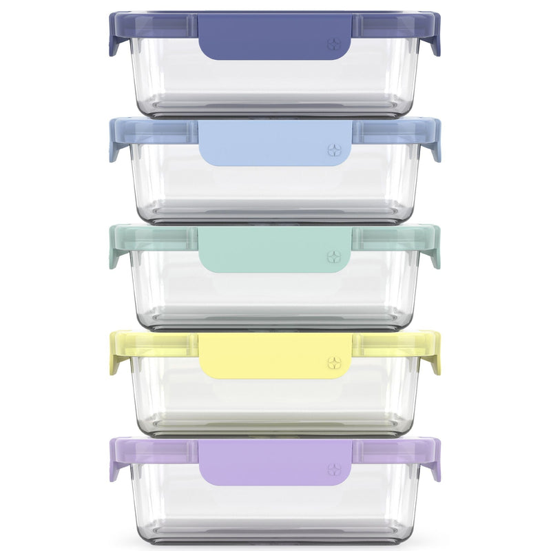 Colour Lock Glass Meal Prep Food Storage Container Set with Leakproof Lids, 10-pc J2U0