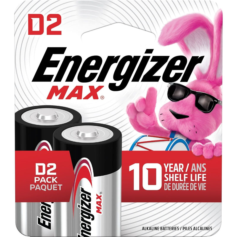 Max 2-pk D Alkaline Batteries, Long Lasting, All Purpose N6I6