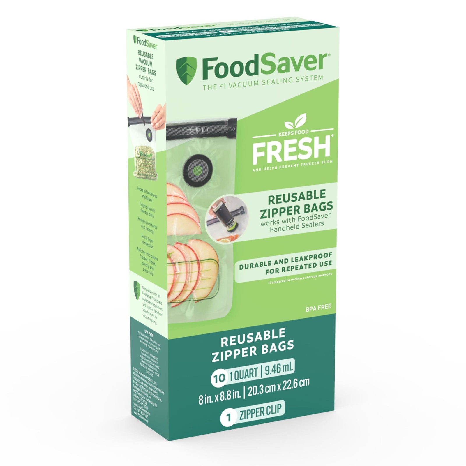 Reusable Zipper Vacuum Sealer Bags, 946mL, 10-pk D3D2 - product image 1