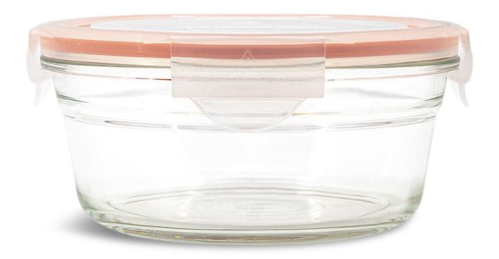 Round Glass Food Storage Container with Leakproof Lid, 850-mL C4P2