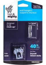 High & Mighty Canvas WAll Hanger, Easy to Remove, 40-lb Capacity, Silver, 2-pk R5E6 - product image 1