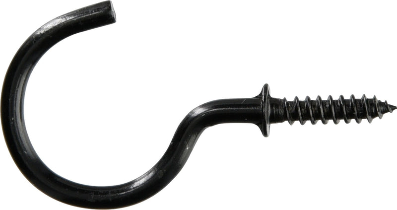 Mug Cup Hook, Half Hook Half Screw, Black, 7/8-in, 40-pk Q5D2