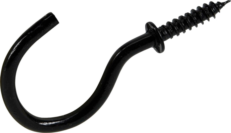 Mug Cup Hook, Half Hook Half Screw, Black, 7/8-in, 8-pk O4L9
