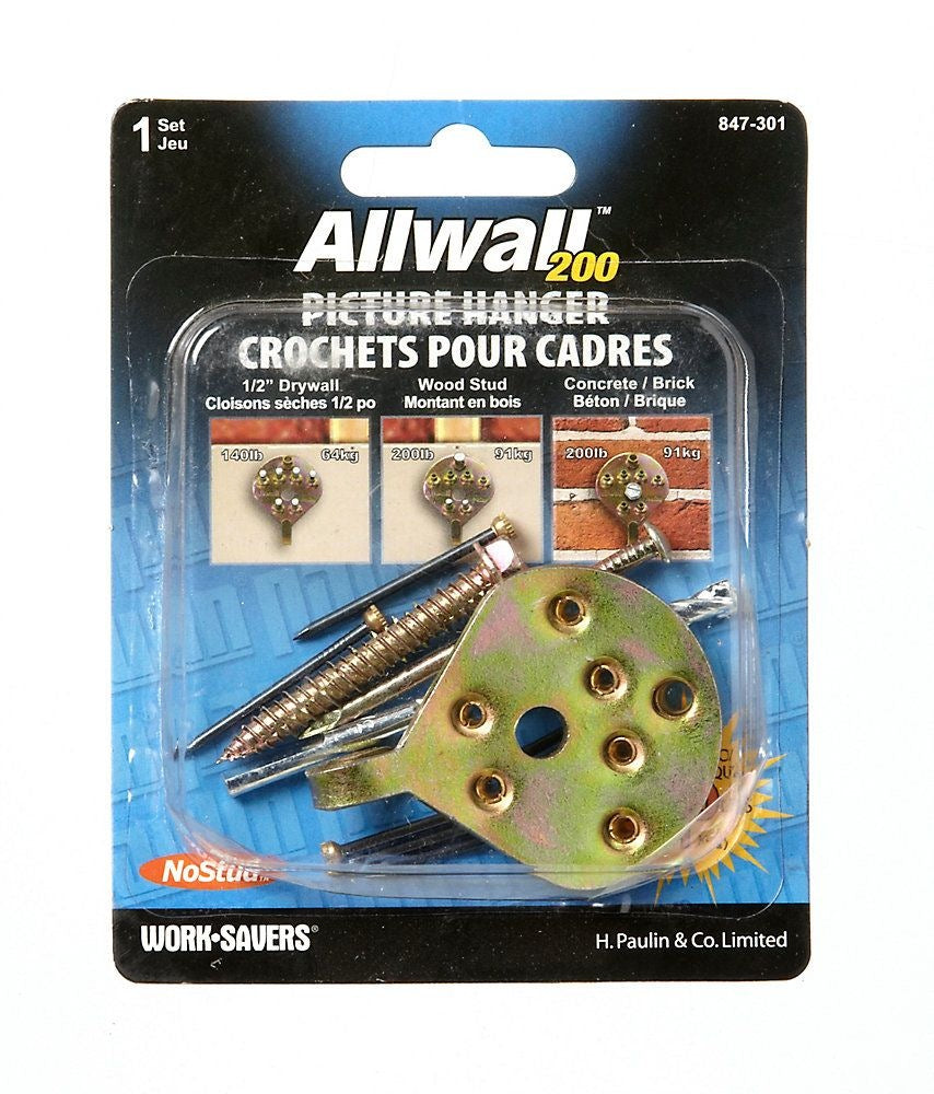 No Stud All WAll Picture Hanger, With Fasteners, 200-lb Capacity, Gold P5D5 - product image 1