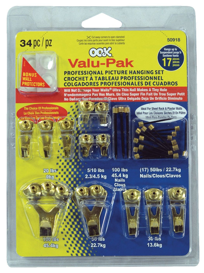 Pro Picture Hanger Kit, Brass Plated, 34-pc Z9T5