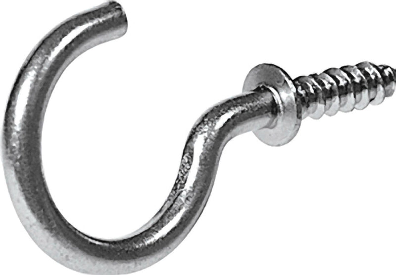 Steel Vinyl Mug Cup Hooks, Screw-In, Nickel-Plated, 7/8-in, 8-pk M6S3