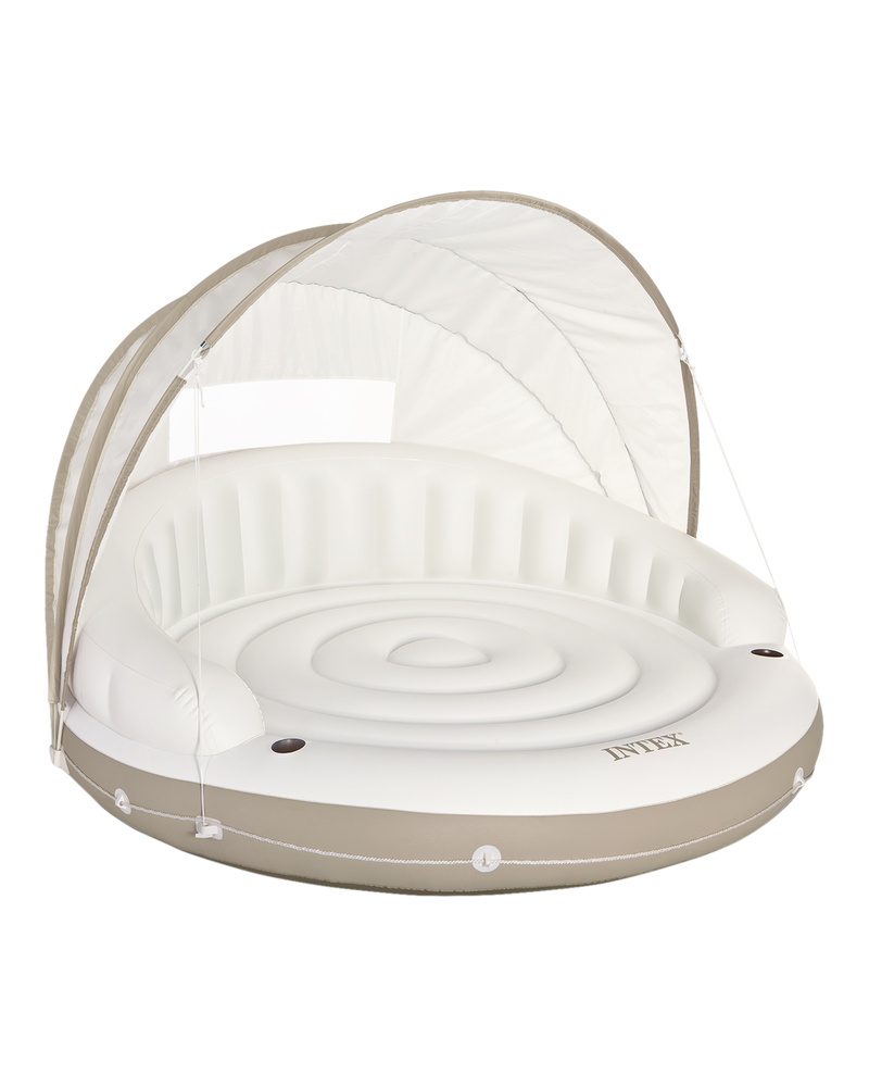 Off White Canopy Inflatable Pool Island Multi Person Float with Detachable Sun Shade M4T8 - product image 1