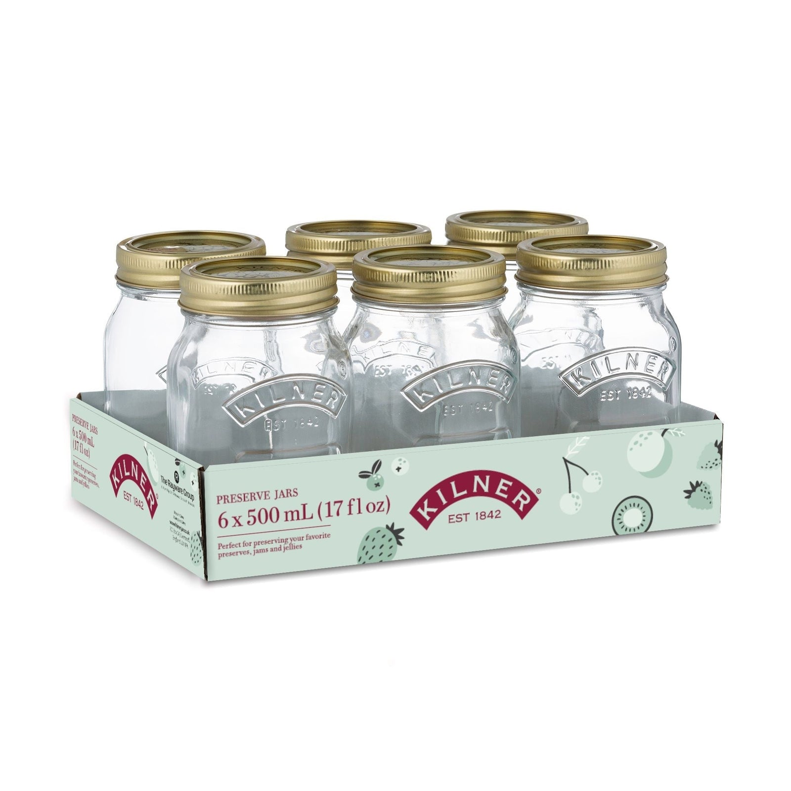 Regular Mouth Glass Mason Jars with Sealing Lids, 500 mL, 6 Count X2Z1 - product image 1