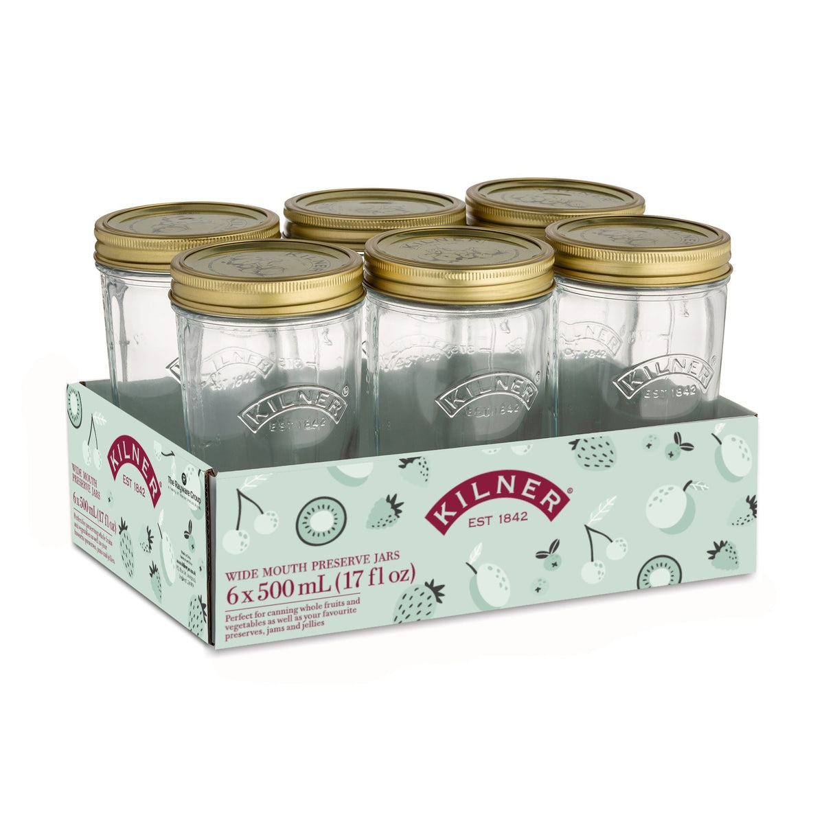 Wide Mouth Glass Mason Jars with Sealing Lids, 500-mL, 6-pk M8Q3 - product image 1