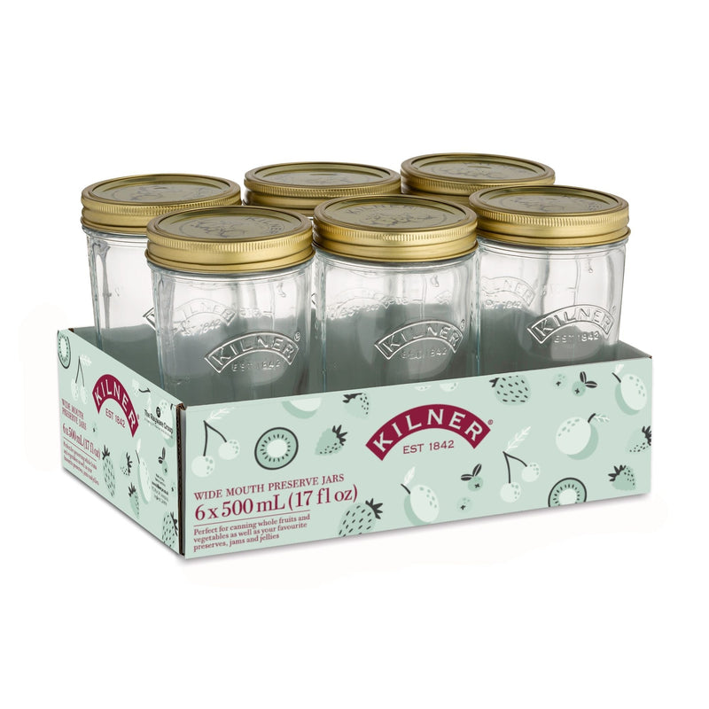 Wide Mouth Glass Mason Jars with Sealing Lids, 500-mL, 6-pk Z1H5