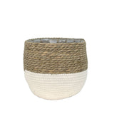 Weave Cotton Jute Round Basket Planter with Leaf-Proof Plastic Lining, 8-in A7P7 - product image 1