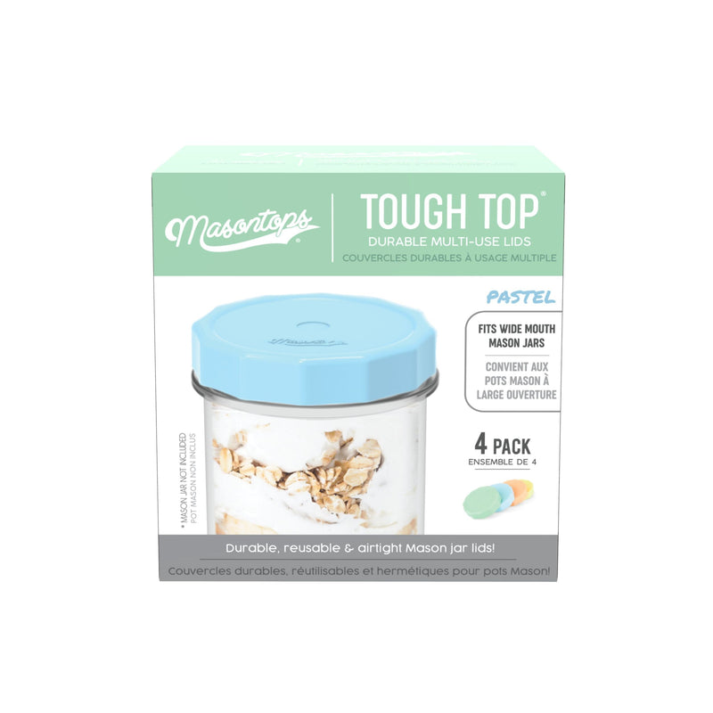 Tough Tops Durable Plastic Lids, Wide-Mouth, Assorted, 4-pk N0S3