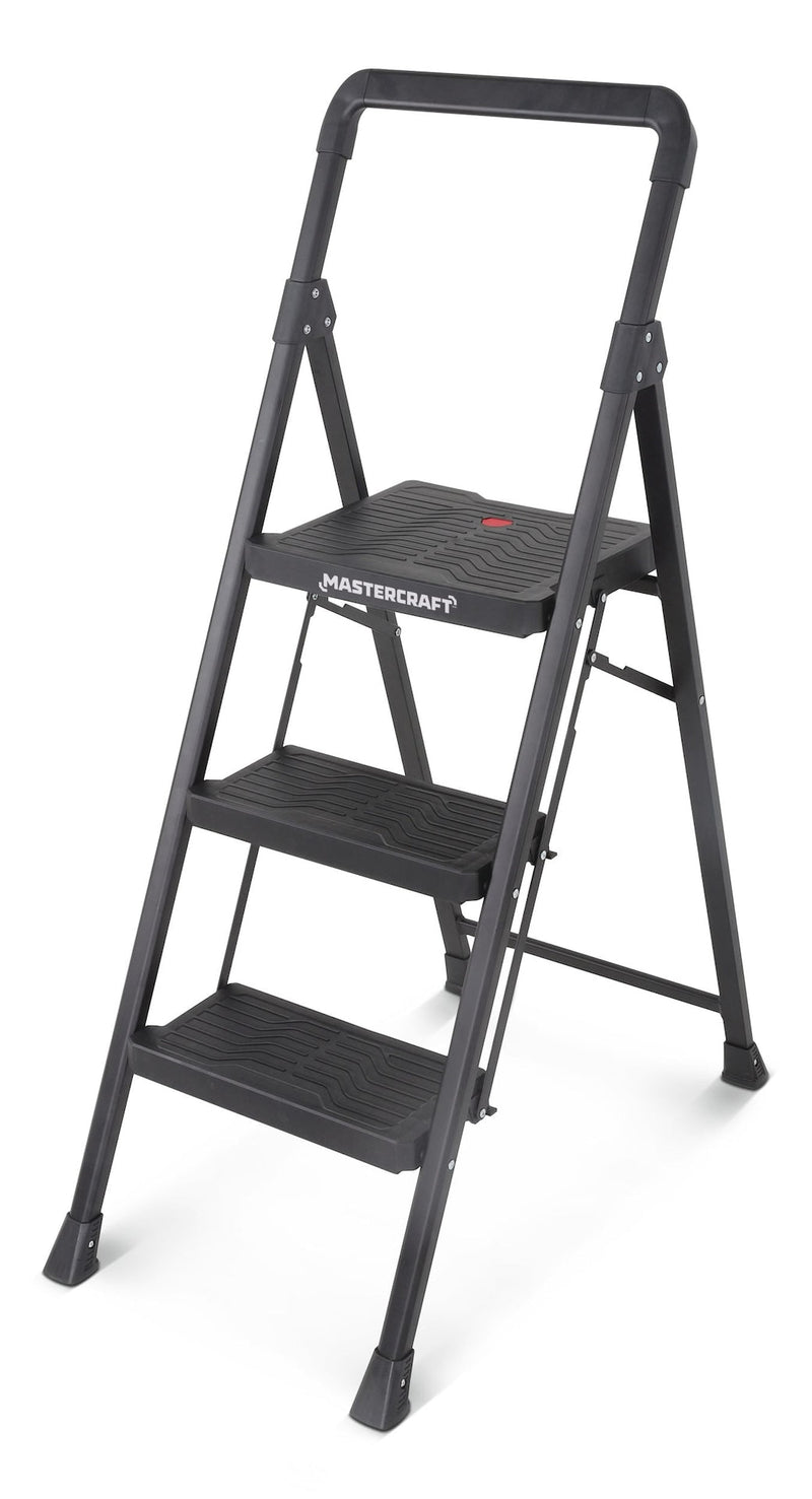 3-Step Metal/Plastic Folding Step Stool, 250-lb, 3.9 ft C6G8