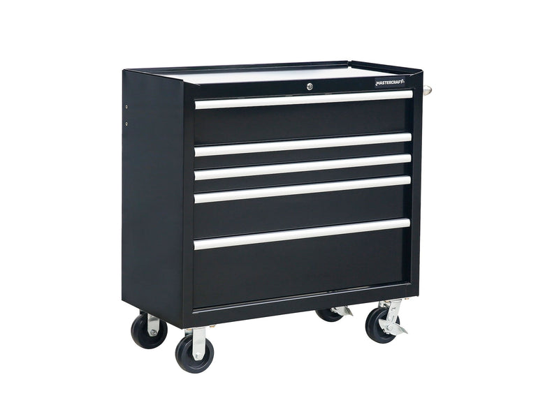 5-Drawer Powder-Coated Steel Tool Cabinet, Black, 36-in E7O1