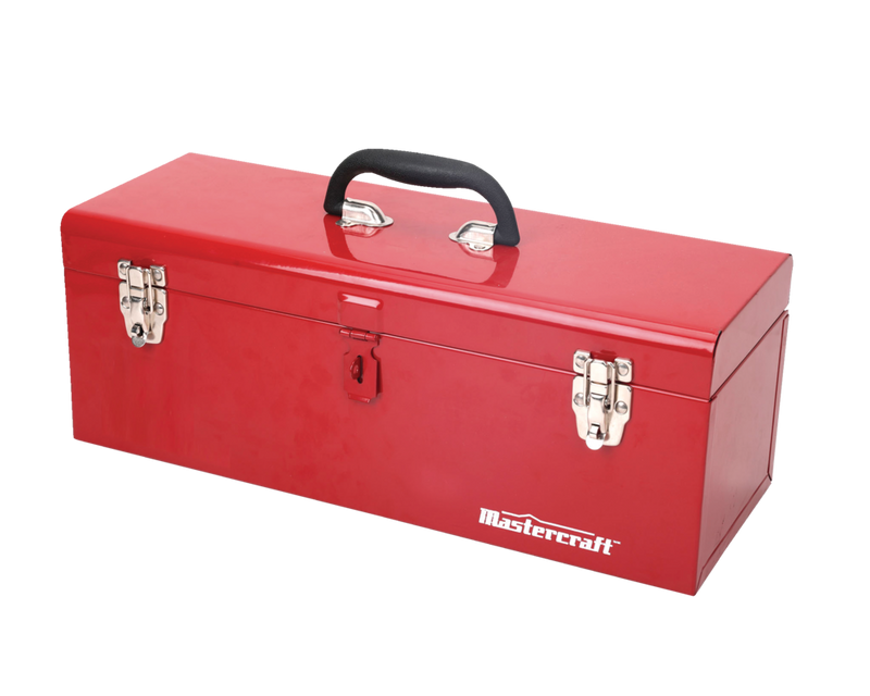 Portable Metal Hip Roof Tool Box with Removable Tray, 19-in, Red Y5C3