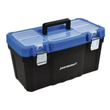 Portable Plastic Tool Box with Removable Tray & Tray Top, Blue, 22-in F7E8 - product image 1