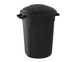 Resin Circular Outdoor Garbage Can with Lid, Black, 121-L D4T9 - product image 1