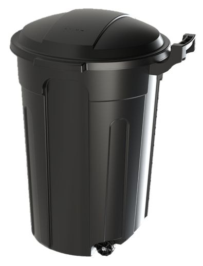 Resin Circular Wheeled Outdoor Garbage Can with Lid, Black, 121-L Y6K2 - product image 2