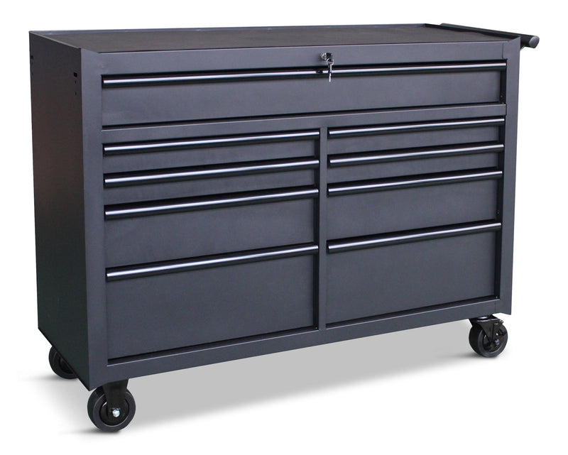 Rolling Tool Storage Cabinet with 9 Drawers, Black, 52-in Z8P4