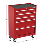 Rolling Tools Storage Cabinet with 5 Drawers, Deep Red, 24-in Z8L5 - product image 8
