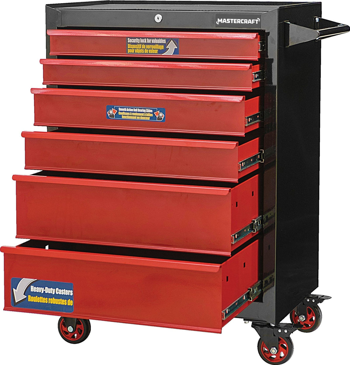 Rolling Tools Storage Cabinet with 6 Drawers, Black&Red, 26-in G6K4 - product image 2