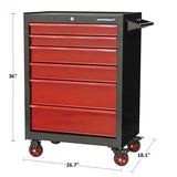 Rolling Tools Storage Cabinet with 6 Drawers, Black&Red, 26-in G6K4 - product image 4