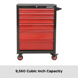 Rolling Tools Storage Cabinet with 6 Drawers, Black&Red, 26-in G6K4 - product image 5