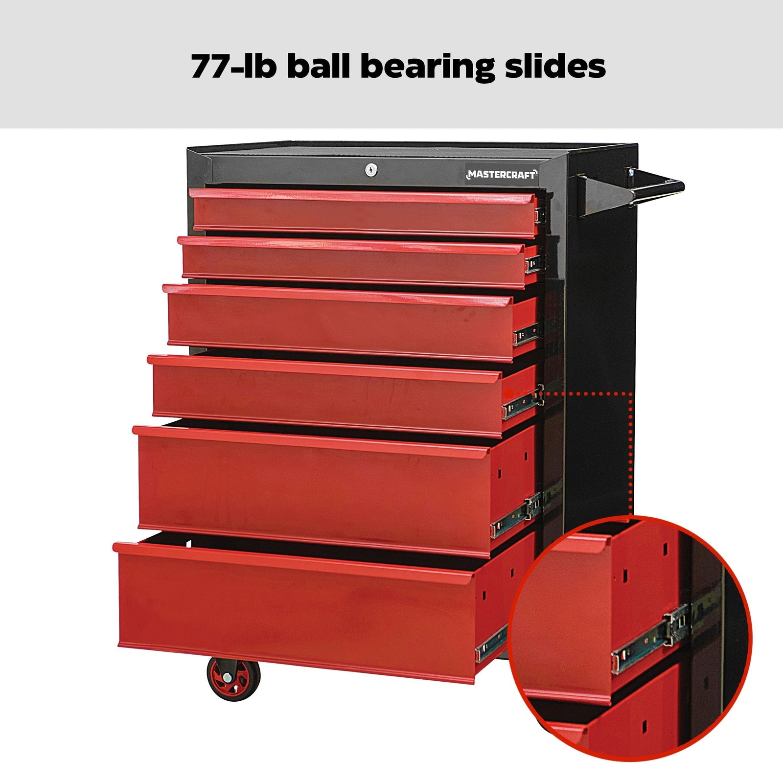 Rolling Tools Storage Cabinet with 6 Drawers, Black&Red, 26-in G6K4 - product image 6
