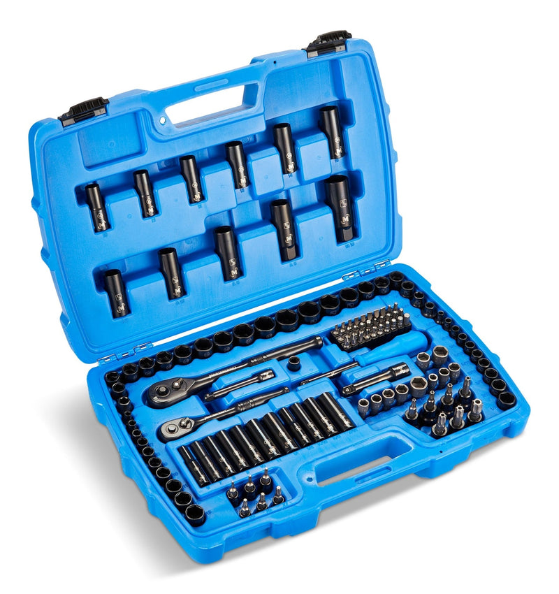 Socket Set, 122-pc, SAE/Metric, CRV, Black Steel Finish T4Y1