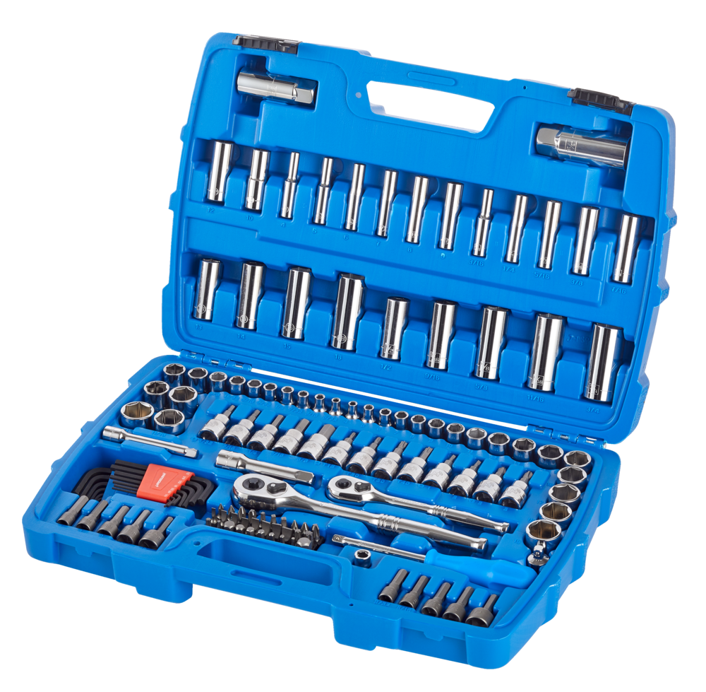 Socket Set, 128-pc, SAE / Metric, CRV, Nickel-Chrome Plating X0Q2 - product image 1