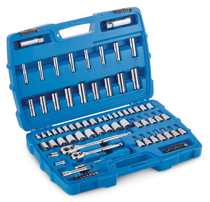 Socket Set, 95-pc, SAE / Metric, CRV, Nickel-Chrome Plating F6K3