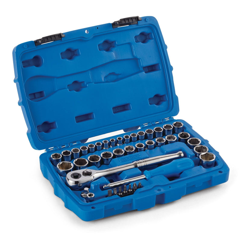 Socket Set, SAE / Metric, CRV, Nickel-Chrome Plating, 41-pc O2O8