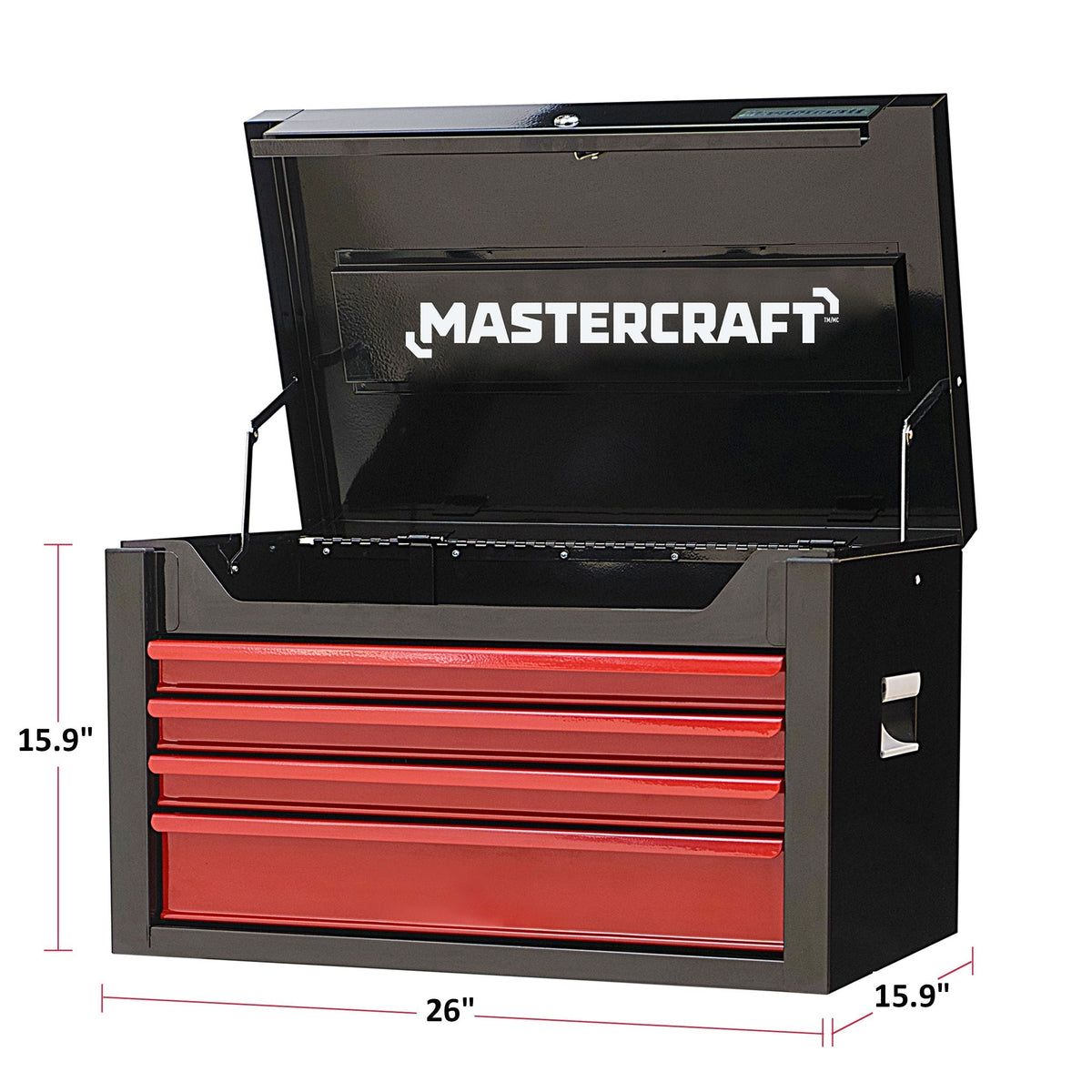 Tool Chest with 4 Drawers, Black & Red, 26-in B4I1 - product image 3