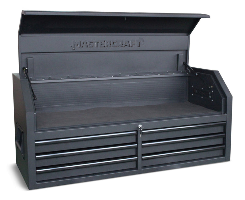 Tool Chest with 6 Drawers, Power Bar with USB, Black, 52-in E9H4