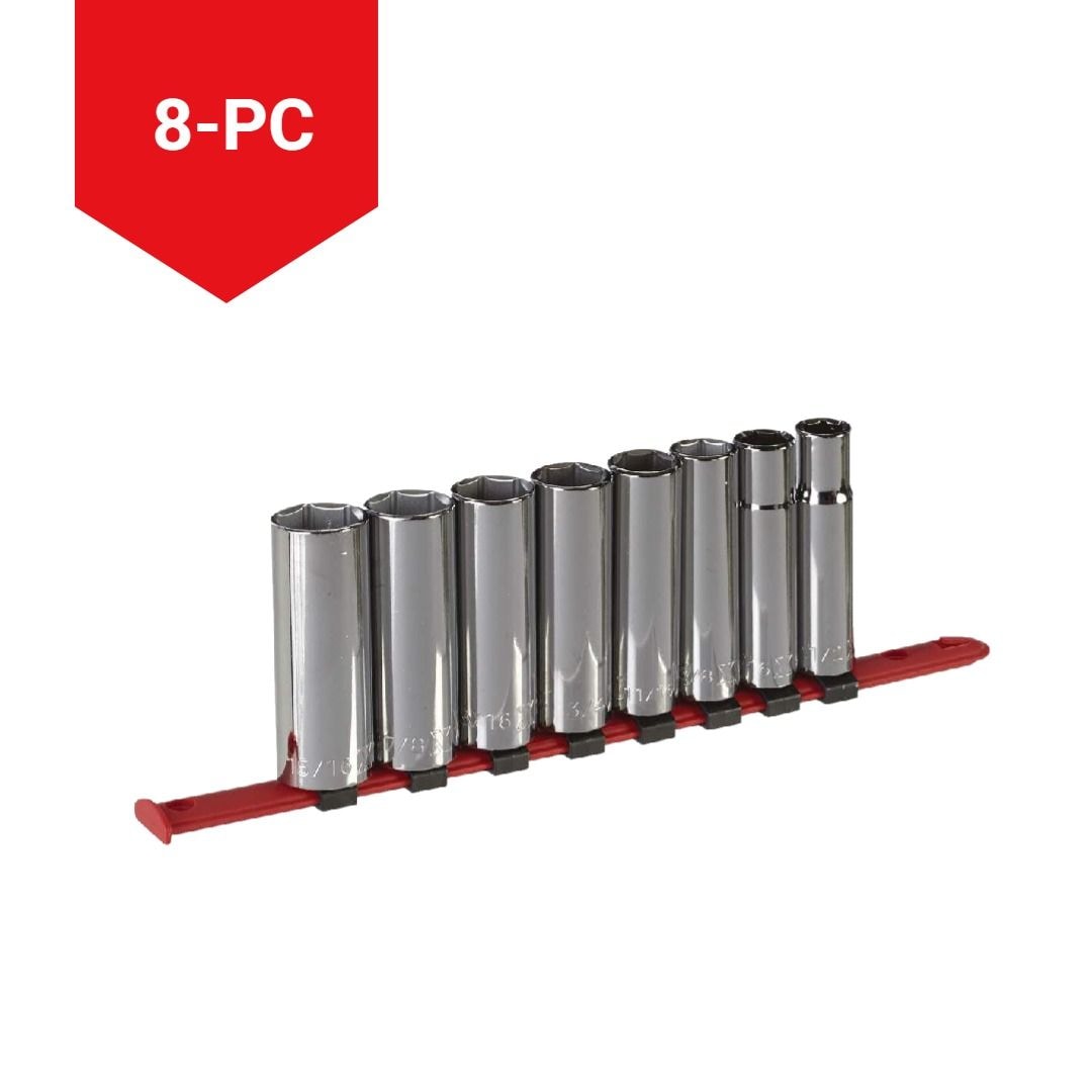 1/2-in Drive 6 Pt. Deep Socket Set, SAE, Nickel-Chrome Plating, 8-pc Y6A5 - product image 2
