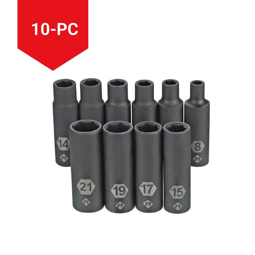 1/2-in Drive Deep Impact Socket Set, Metric, 10-pc Q2D0 - product image 3