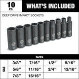 1/2-in Drive Deep Impact Socket Set, SAE, 10-pc U2X8 - product image 4