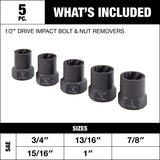 1/2-in Drive Impact Bolt & Nut Remover Set, 5-pc M6M3 - product image 3