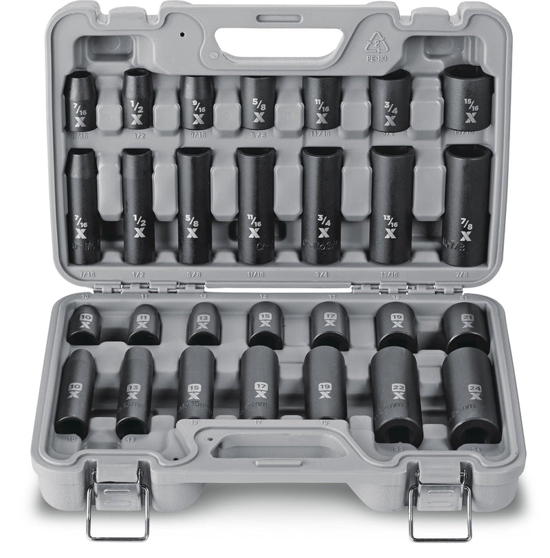 1/2-in Drive Professional Grade Impact Socket Set, 28-pc, CRMO R3U4