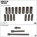 1/2-in Drive Professional Grade Impact Sockets Set, 18-pc, Metric P4G5 - product image 7